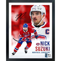 Frameworth Nick Suzuki Canadiens Portrait Collage - Framed Print - 16" W x 20" L-Officially licensed by the NHL and NHLPA - features Nick Suzuki and the Montreal Canadiens with a printed facsimile signature