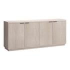 Hudson&Canal Mansfield 68"W Buffet Table - Alder White-Features 4 doors with two storage cabinets and adjustable shelves