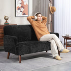 HOMCOM 2 Seater Sofa Couch with Thick Padding and Wood Legs - Black-Solid rubberwood legs support up to 528 lb (240 kg)