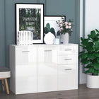 HOMCOM 41.75" L High Gloss Sideboard with 2 Drawers and 3 Doors - White-Perfect any dining room, living room, family room, den,office,etc 