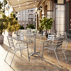 Flash Furniture Commercial Aluminum Indoor-Outdoor Restaurant Stack Chair with Triple Slat Back & Arms-Curved Triple Slat Back