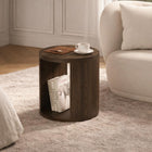 Manhattan Comfort Alure 20" Contemporary End Table - Walnut-Open vertical storage compartment for books, decor, or everyday essentials