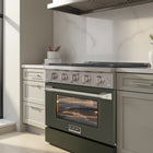 Kucht 30" KDF Series Pro Style Natural Gas Dual Fuel Range - Stainless Steel/Olive Green-Electronic ignition system with auto re-ignition improves safety by minimizing the risk of gas leaks and ensuring consistent flame control