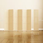 HOMCOM 6-Panel Bamboo Wave Freestanding Room Divider for Indoor Bedroom Office - Natural Wood-Solid metal hinges for stability and smooth extending and retracting

