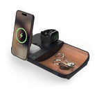 AXS Executive Tray 3-in-1 Wireless Charger - Brown -Wirelessly charges up to 3 devices at a time