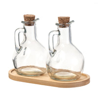 Splash 2 Piece Glass Oil & Vinegar Set with Tray-Hand wash only