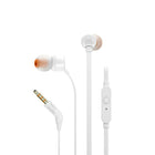 JBL Tune 110 In-Ear Headphones, White-1-button remote with microphone
