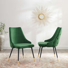 Modway Adorn Performance Velvet Dining Side Chair - Emerald - 2 Pack-Performance Velvet Polyester Upholstery