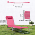 Outsunny Outdoor Lounge Chair - Folding Adjustable Reclining Chair - Pink-Made from UV-resistant mesh materials with powder coated steel frame