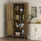 HOMCOM 72" H Freestanding Kitchen Pantry and Buffet Cabinet - Brown-Four magnetic doors are easy to open and close 