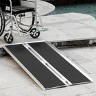 HOMCOM 5' Wheelchair Ramp with Non-Skid Layering - Silver-Great for transitioning curbs, stairs, porches 