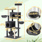 PawHut 66" Cat Tree with 2 Condos and Big Hammocks - Dark Grey-Thick sisal-wrapped posts satisfy scratching instincts and protect your valuable furniture 