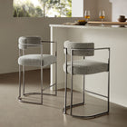 Modway Huron Curved Back Fabric and Metal Counter Stool - Silver Wheat-OEKO-TEX STANDARD 100 Certified Upholstery