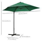 Outsunny 8.5' Offset Patio Umbrella with 360° Rotation - Green-360-degree rotation for full shade coverage