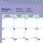 Blueline 2026 Monthly Calendar - 11" x 8-1/2" - Bilingual-One month on each sheet, one block per day