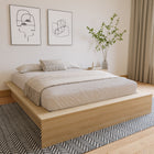 Nexera James Platform Bed - Queen Size - Natural Blonde Oak-Functional Bedsides: Extra-wide bedsides for style and convenience, serving as book or device surfaces