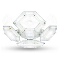 Bell+Howell Quadburst 360 4-Panel Screw-In Shop Ceiling Light-Delivers 5500 lumens of warm white light from 384 LED lights to brighten garages, shop areas, basements, closets, attics, and more