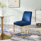 Modway Amplify Sled Base Performance Velvet Dining Side Chair - Gold/Navy-Stain-Resistant Fabric