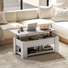 HOMCOM Lift Top Coffee Table with Hidden Storage Compartment and Shelf - White-Rectangle design matches any decor style in your home