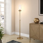 Hudson&Canal Frieda 66" Tall Floor Lamp with Glass Shade - Brass/Clear-Includes a 8 ft. cord with rocker switch