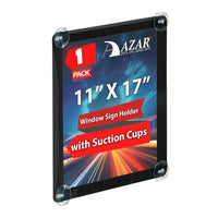 Azar Window-Hanging Vertical/Horizontal Side Loading Poster Holder - Black-Includes Four Clear Suction Cups for Mounting