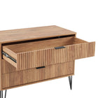 Manhattan Comfort DUMBO 35.19" Modern Dresser - Golden Brown-Stylish Splayed Gold Metal Legs Adding Seamless Fashion Design and Durability.