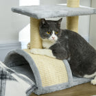 PawHut 28" Cat Tree Climbing Tower with Sisal Scratching Post - Light Grey-Suitable for cats up to 10 lbs (4.5 kg) 