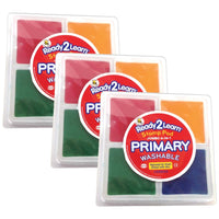 Ready 2 Learn Jumbo 4-in-1 Washable Stamp Pad - Red - Yellow - Green - Blue - 3 Pack-4 Ink Pads In 1 -- This large stamp pad includes 4 different ink pads: red, yellow, green and blue. The ink pads measure 2.9"L x 2.9"W.
