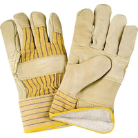 Zenith Safety Fitters Patch Palm Gloves, Large, Grain Cowhide Palm, Cotton Fleece Inner Lining - 12 Pack-Cuff Material: Rubberized