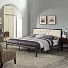 Modway Mia Fabric King Bed - Brown Beige-Steel rod mattress support system