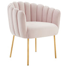 Modway Sanna Channel Tufted Performance Velvet Armchair - Pink-Retro Glam Armchair