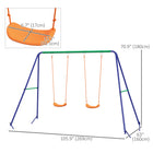 Outsunny Outdoor Kids Swing Set with Double Swing Seats-Robust metal pipes for outdoor long-time use 