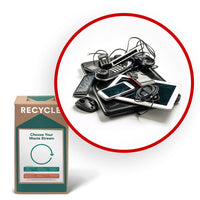 TerraCycle E-Waste - Zero Waste Box - Small-Recycle any household or office e-waste. This includes home phones, cell phones, computer cables and accessories, VCR/DVD players, hand-held computers, digital music players, pagers, radios, cameras, video recorders, printers and scanners, digital cameras, copiers, typewriters, fax machines, stereos, tuners, speakers, food processor, toaster, coffeemakers, photoelectric smoke detectors