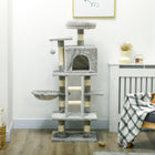 PawHut 52" Cat Tree with Condo, Hammock and Bed - Light Grey-Colour: Light Grey 