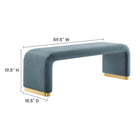 Modway Koda Performance Velvet Waterfall Long Bench - Brass/Cadet Blue-Waterfall Design