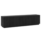 Hudson&Canal Hanson TV Stand for TV's up to 85" - Black Grain-Features four doors with enclosed cabinets and 4 shelves for ample storage
