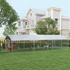 PawHut Outdoor Dog Kennel with Waterproof Cover - 19.7' x 7.5' x 4.9' - Silver-Plenty of room for play and comfort 