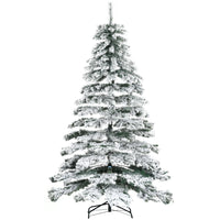 HOMCOM 7.5' Snow-Flocked Artificial Christmas Tree - Green-Snow-flocked design add winter atmosphere 