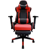 Nicer Furniture Racing Style Game Chair with Footrest - Red-Racing-style design functions as both a gaming and office chair.  