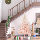 HOMCOM 7' Artificial Christmas Tree with Realistic Tips - Pink-Realistic PVC branches give a full and lush look to the tree 