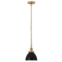 Hudson&Canal Elodie 8" Wide Pendant with Metal Shade - Blackened Bronze/Brass/Blackened Bronze-Modern industrial design for your entryway, foyer, or kitchen