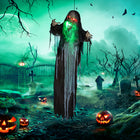 HOMCOM Animatronic Green Big-mouth Monster Prop Halloween Decoration-Activates automatically by touch or loud sounds 