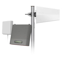 weBoost Destination RV Cell Phone Signal Booster Kit-By raising the outside antenna, RVers can safely use a powerful booster and inside antenna for max coverage in a large area