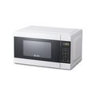 Commercial Chef 0.9 cu. ft. 900W Countertop Microwave - White-10 Power Levels: Our compact microwave (19" x 14.25" x 10.88") has 10 outstanding heating settings. This microwave with timer includes a kitchen clock and safety door lock.