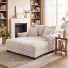 HOMCOM 60" Oversized Upholstered Chaise Lounge Sofa Bed - Beige-Its modern design effortlessly complements any living room or apartment decor