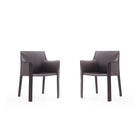 Manhattan Comfort Vogue 23.43" Modern Faux Leather Upholstered Dining Chair - Grey - Set of 2-Modern Dining Chair Perfect for Dining and Home Office Use. Set of 2