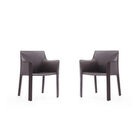 Manhattan Comfort Vogue 23.43" Modern Faux Leather Upholstered Dining Chair - Grey - Set of 2-Modern Dining Chair Perfect for Dining and Home Office Use. Set of 2