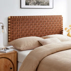 Modway Sparta Weave Wall-Mount Vegan Leather Queen Headboard - Natural Brown-Wood Frame