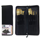 Mont Marte Studio Paint Brush 15-Piece Set - Two Tone Taklon-Includes liner, rigger, fan, angle, round, filbert, flat and mop shapes in a range of sizes for varied painting techniques
