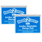 Ready 2 Learn Jumbo Washable Stamp Pad - Blue - 6.2" L x 4.1" W - 2 Pack-Mess-Free Art Time: The ink in this stamp pad washes off skin with soap and water, which makes clean-up quick and easy.